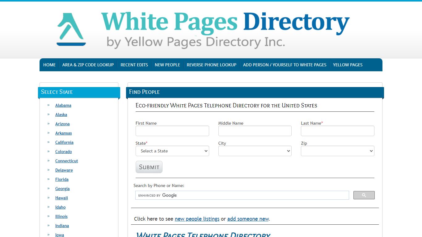 White Pages by Yellow Pages Directory Inc